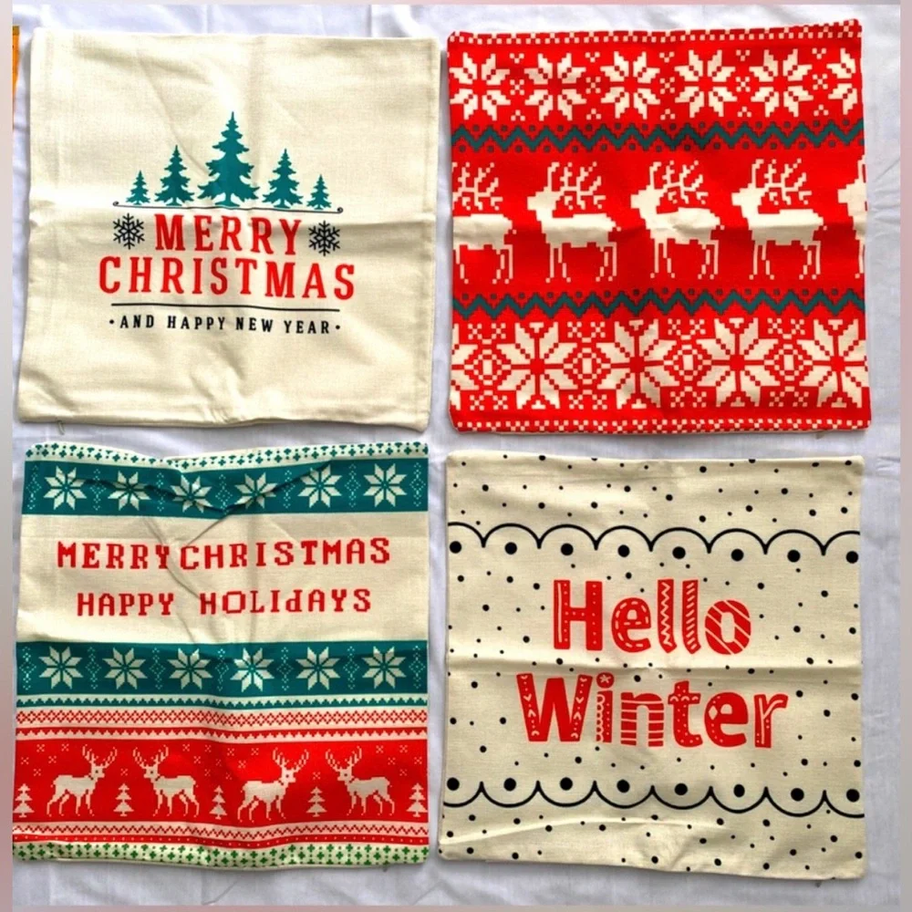 4‎ Pc Christmas Decorative Cushion Covers 17”x17”